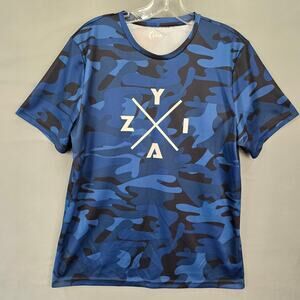 ZIYA Active Blue Camo Tee Size M Short Sleeve Scoop Neck Women's Activewear Top
